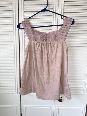 Women's Square Neck Crochet Yoke Tank